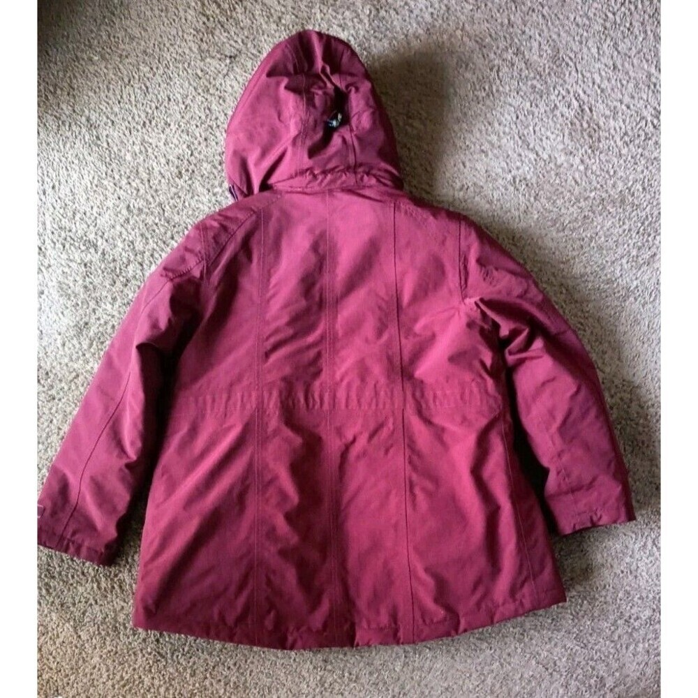 Lands End Squall Hooded Parka Anorak Medium 10/12 Burgundy Red Ski Jacket - Picture 2 of 13